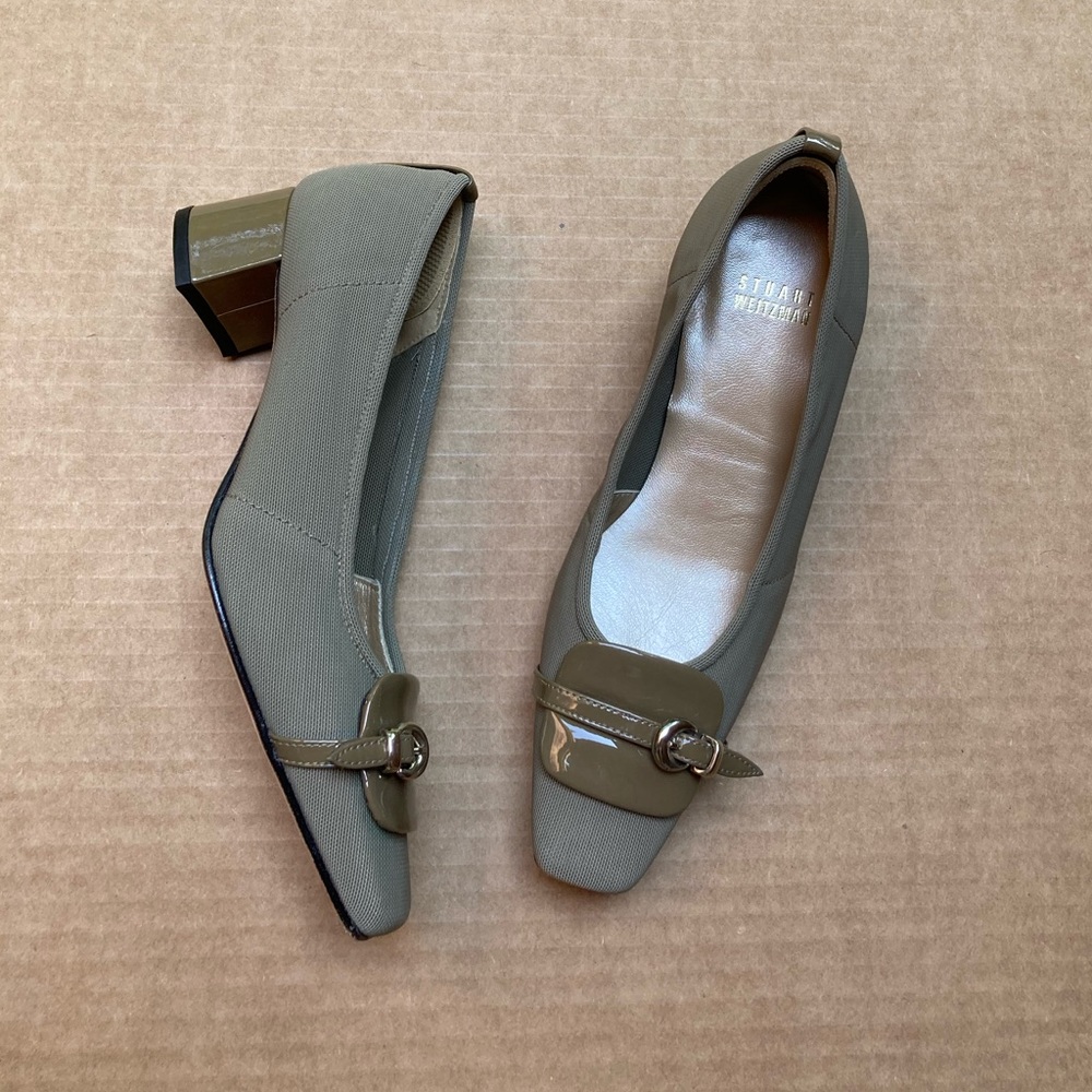 Vintage Stuart Weitzman Leather Buckle Block Heel 5.5
